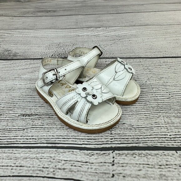Taps Floral Sandals Infant Size 11 Baby Hook & Loop Play Dress Shoes - White - Picture 4 of 8